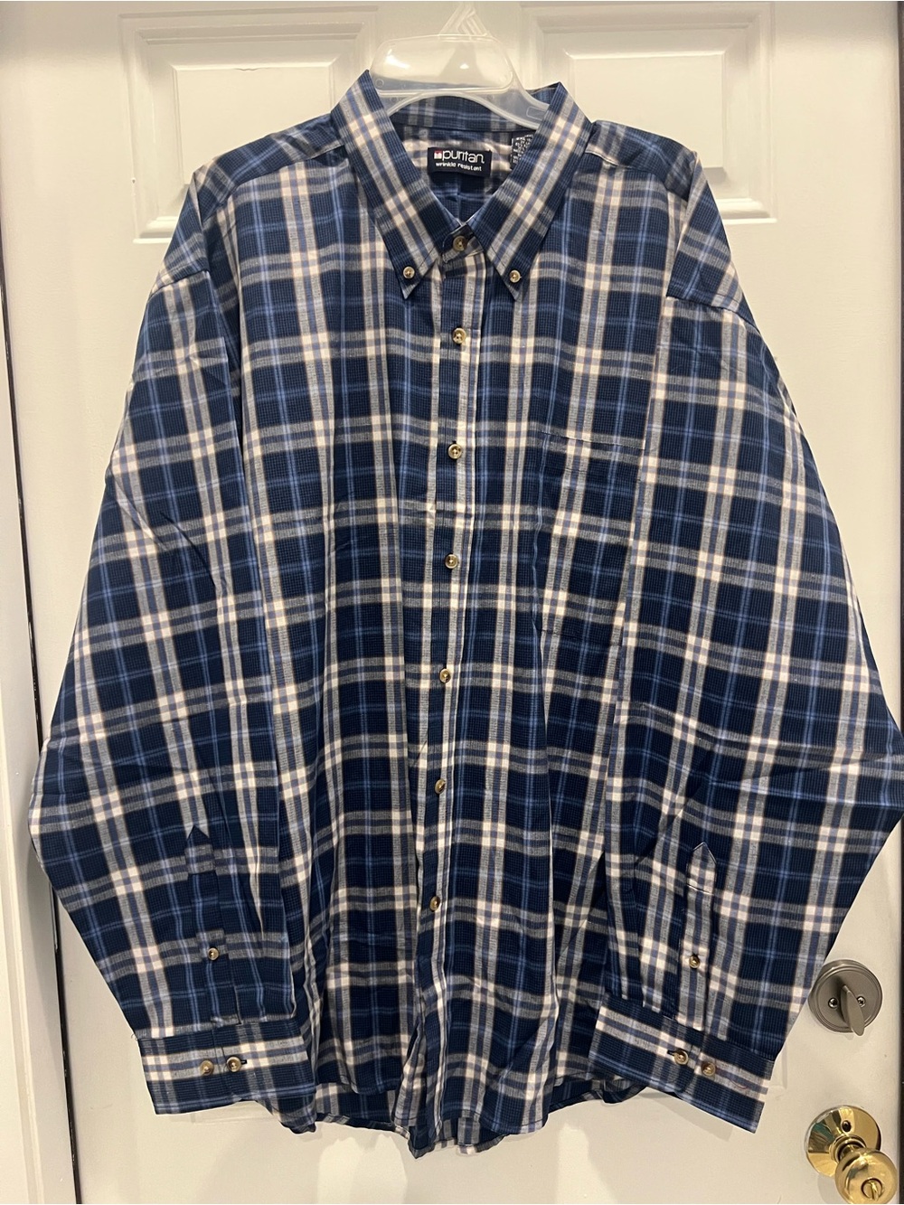 Puritan Men's Long Sleeve, Button-down Plaid Casual Shirt Size 2XL NWT #917